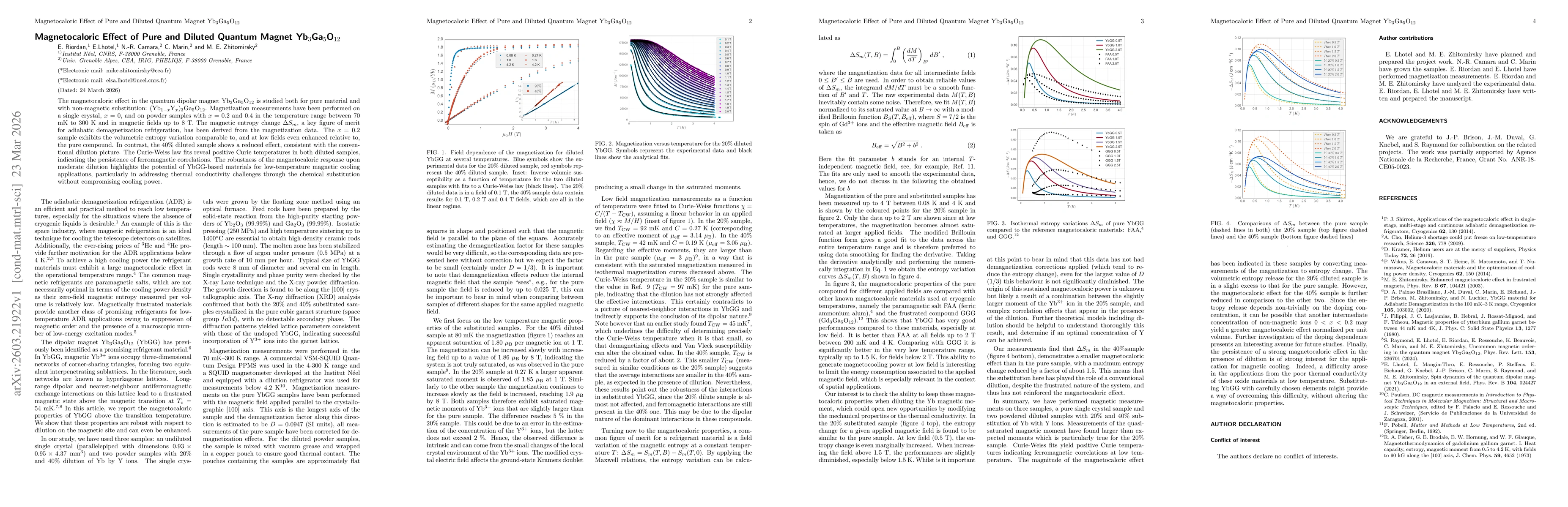 Thumbnail for Magnetocaloric Effect of Pure and Diluted Quantum Magnet Yb$_3$Ga$_5$O$_{12}$