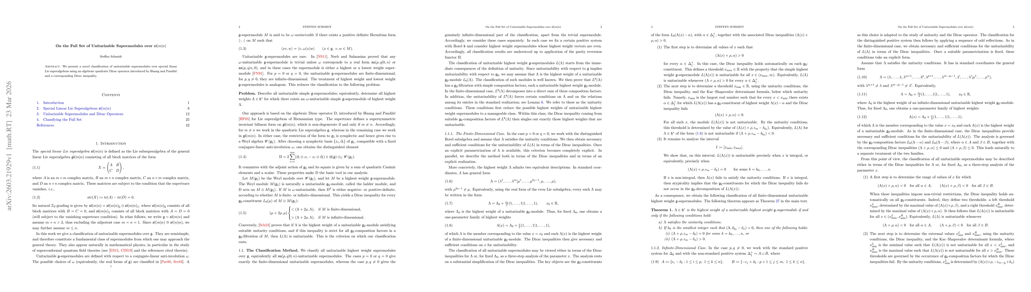 Thumbnail for On the full set of unitarizable supermodules over $\mathfrak{sl}(m\vert n)$