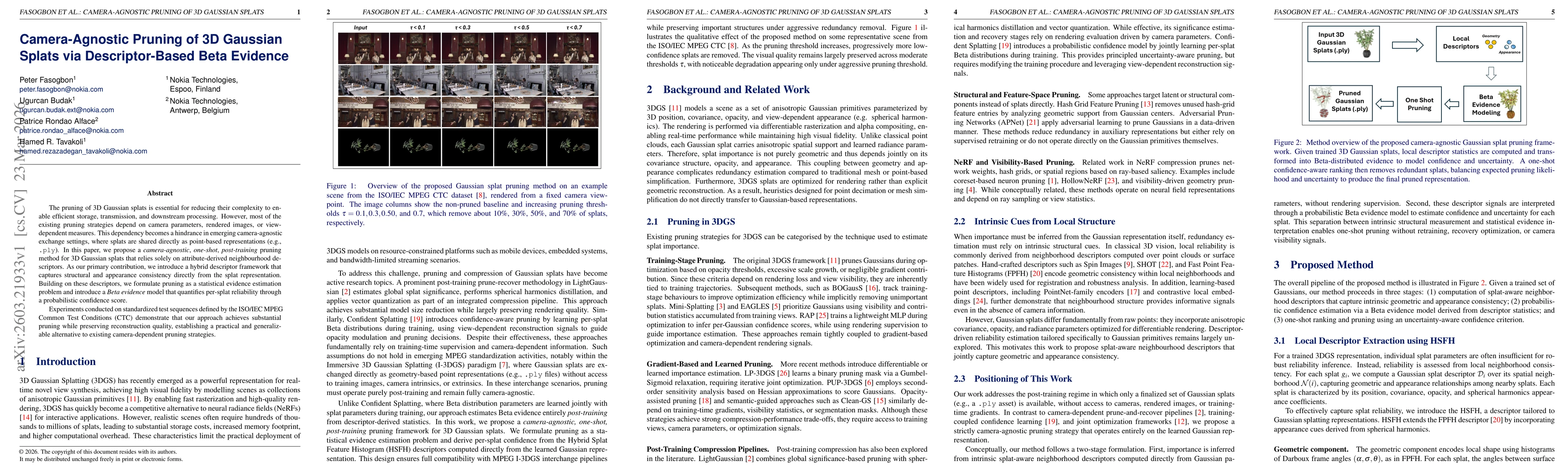 Thumbnail for Camera-Agnostic Pruning of 3D Gaussian Splats via Descriptor-Based Beta Evidence