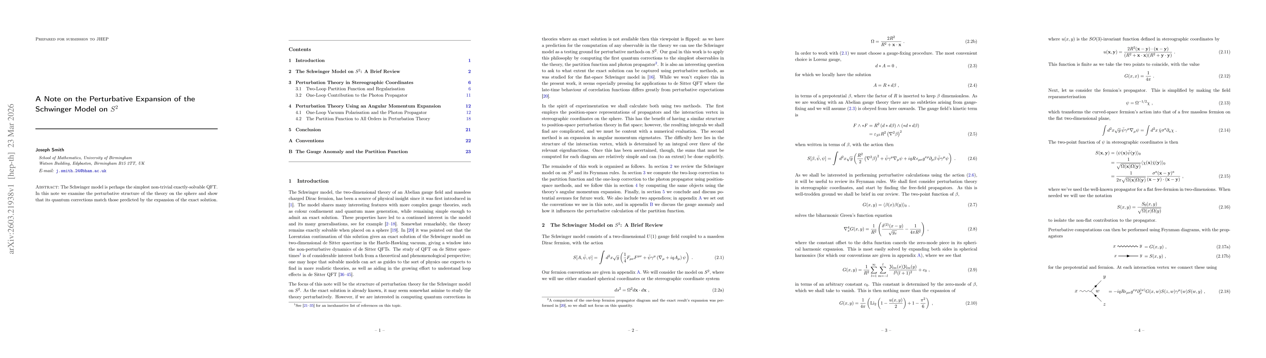 Thumbnail for A Note on the Perturbative Expansion of the Schwinger Model on $S^2$