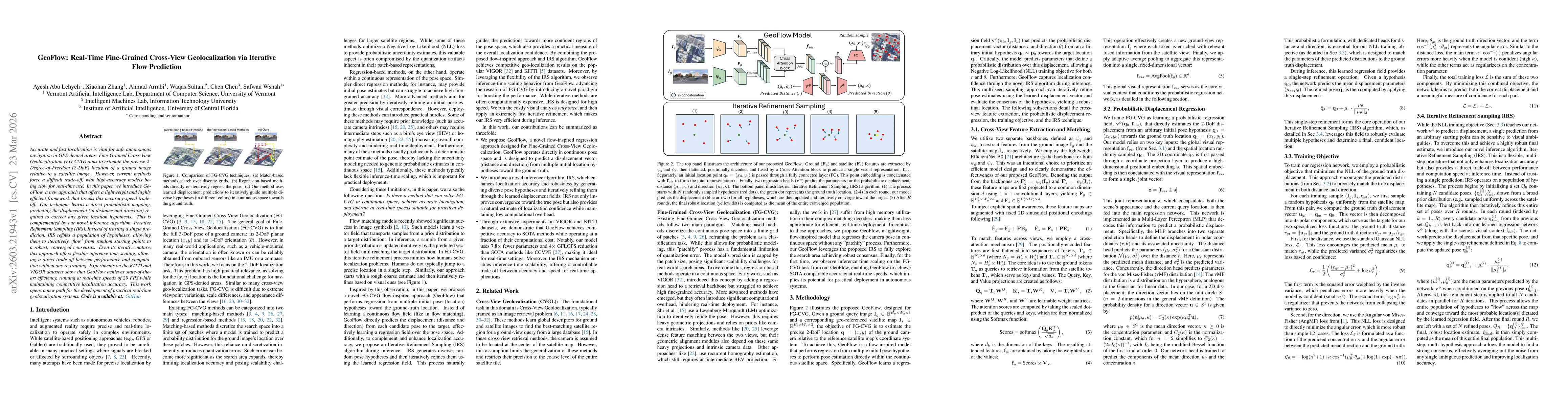 Thumbnail for GeoFlow: Real-Time Fine-Grained Cross-View Geolocalization via Iterative Flow Prediction