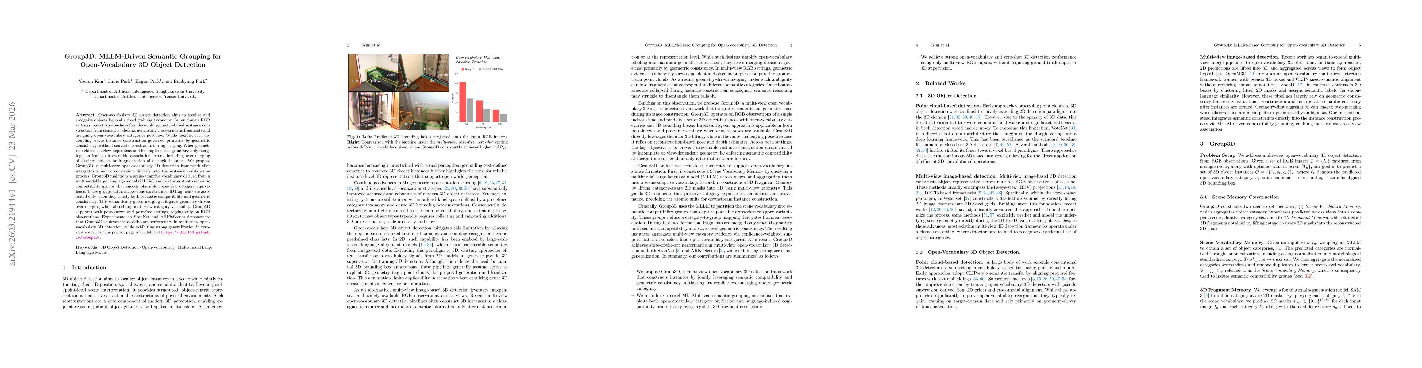 Thumbnail for Group3D: MLLM-Driven Semantic Grouping for Open-Vocabulary 3D Object Detection