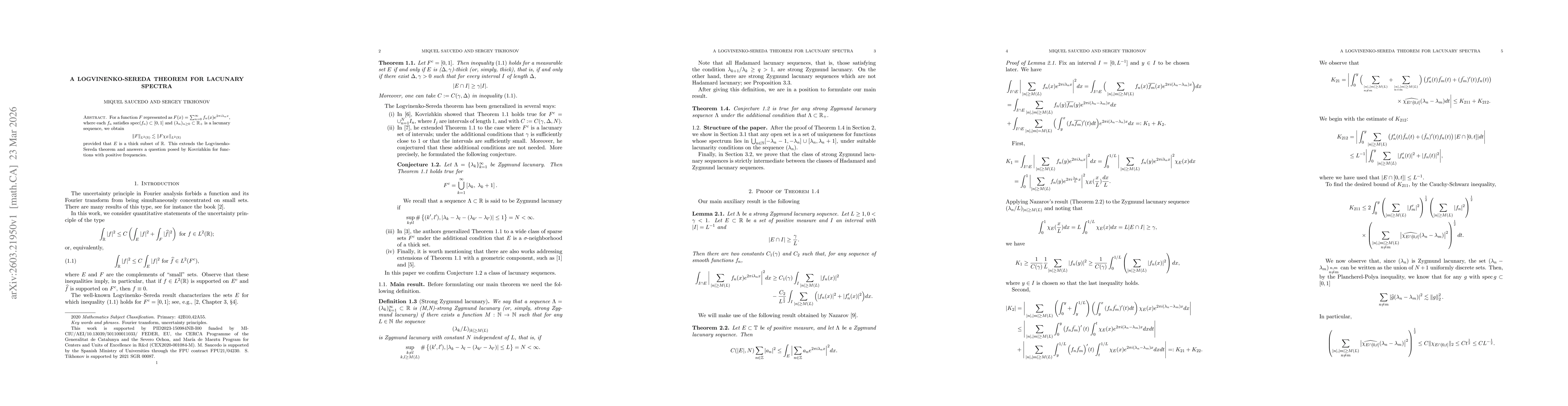 Thumbnail for A Logvinenko-Sereda theorem for lacunary spectra