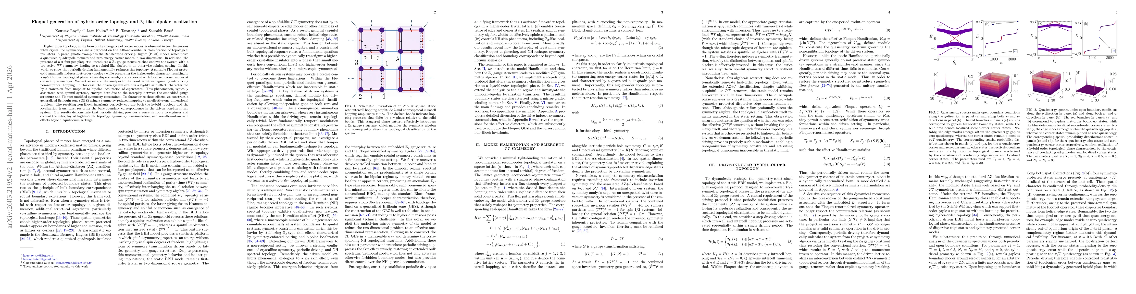 Thumbnail for Floquet generation of hybrid-order topology and $\mathbb{Z}_2$-like bipolar localization