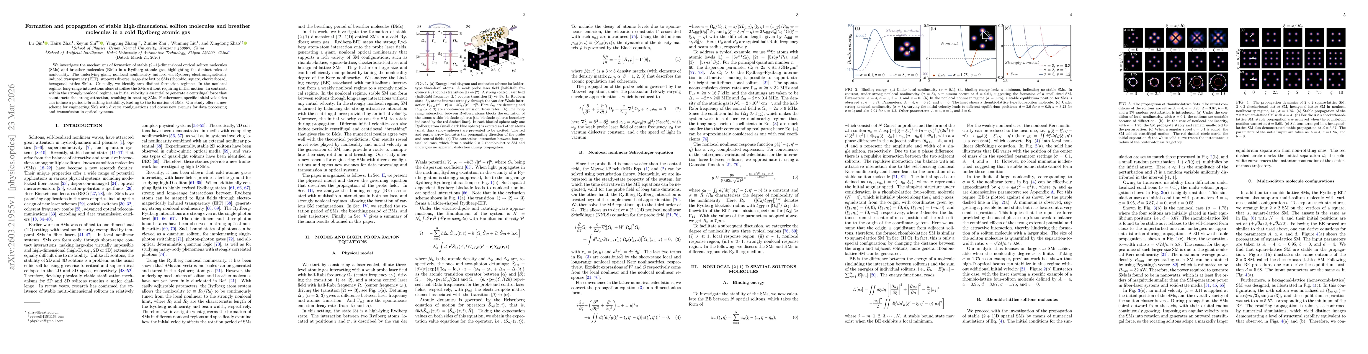 Thumbnail for Formation and propagation of stable high-dimensional soliton molecules and breather molecules in a cold Rydberg atomic gas