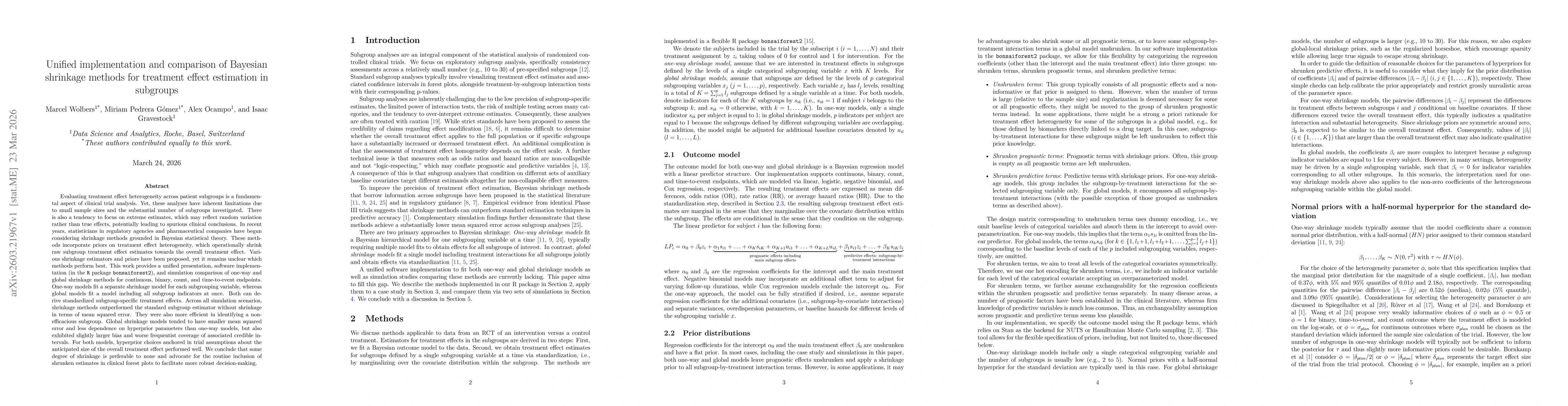 Thumbnail for Unified implementation and comparison of Bayesian shrinkage methods for treatment effect estimation in subgroups