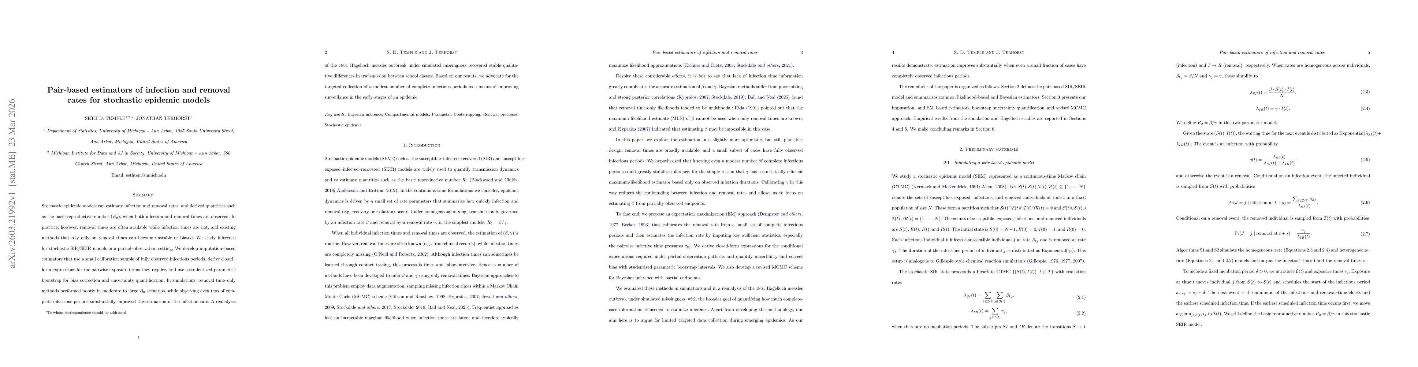 Thumbnail for Pair-based estimators of infection and removal rates for stochastic epidemic models
