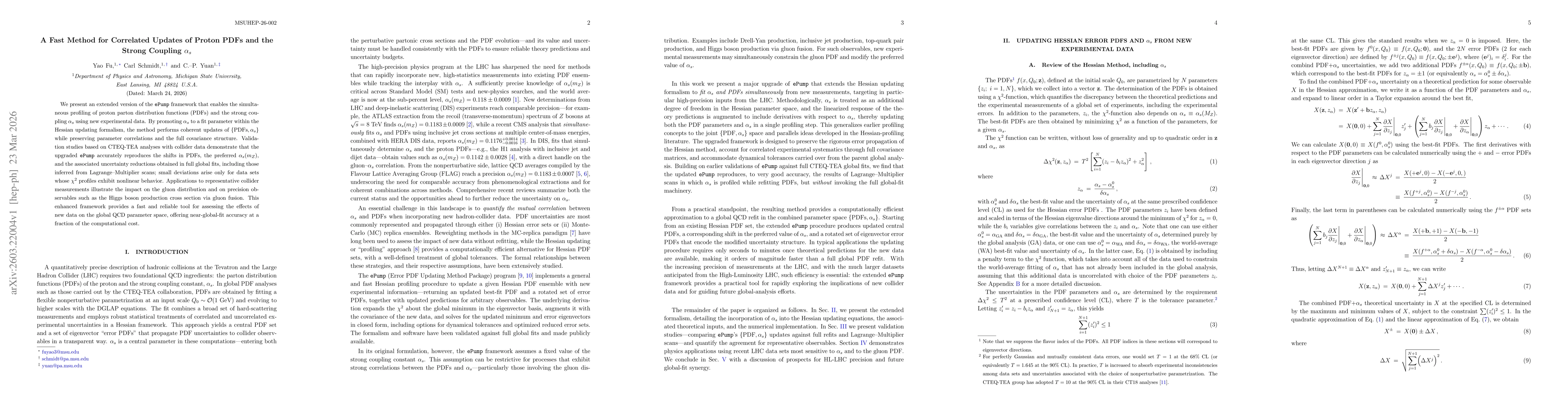 Thumbnail for A Fast Method for Correlated Updates of Proton PDFs and the Strong Coupling $α_s$