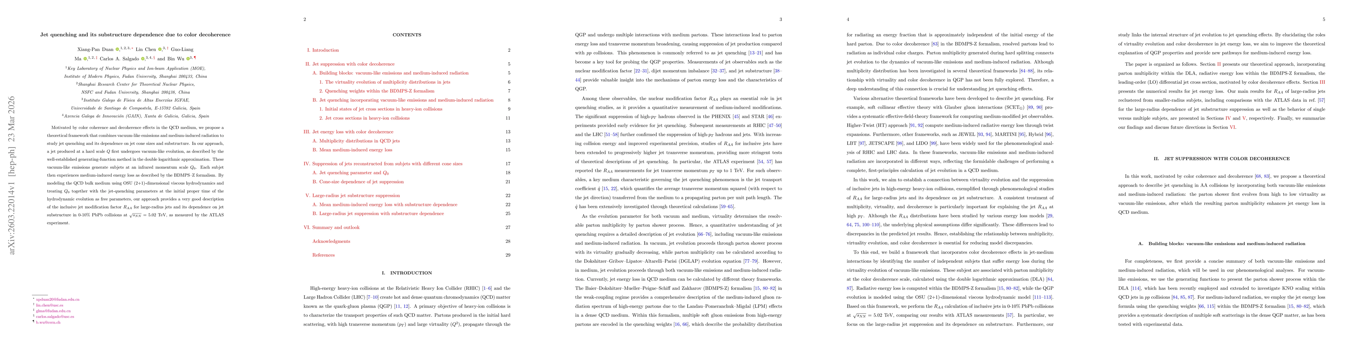 Thumbnail for Jet quenching and its substructure dependence due to color decoherence