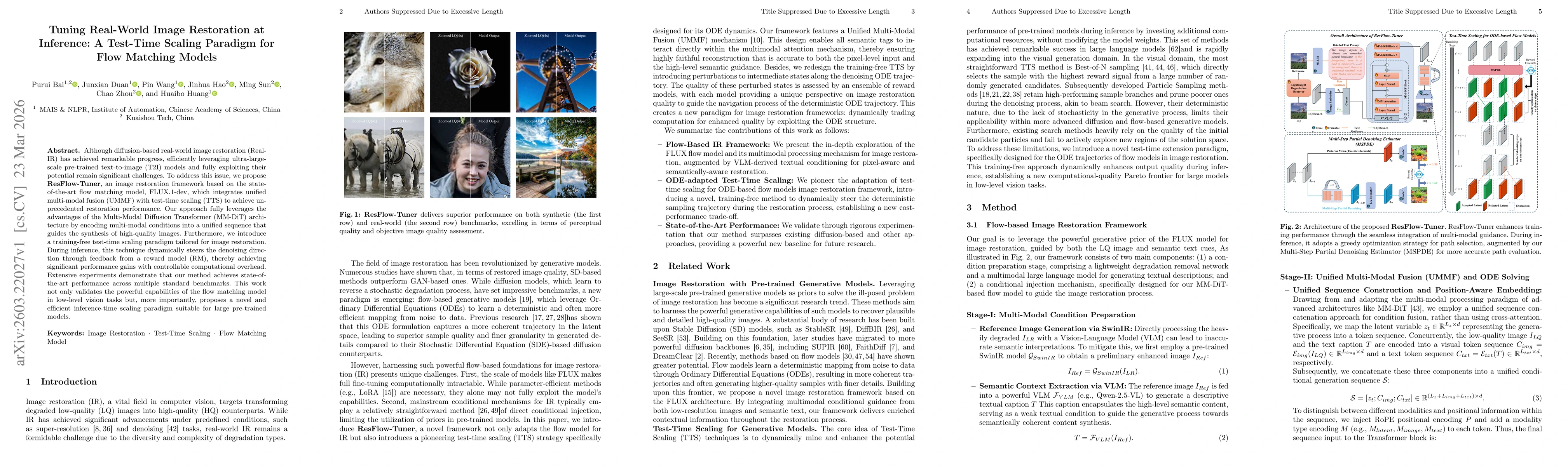 Thumbnail for Tuning Real-World Image Restoration at Inference: A Test-Time Scaling Paradigm for Flow Matching Models