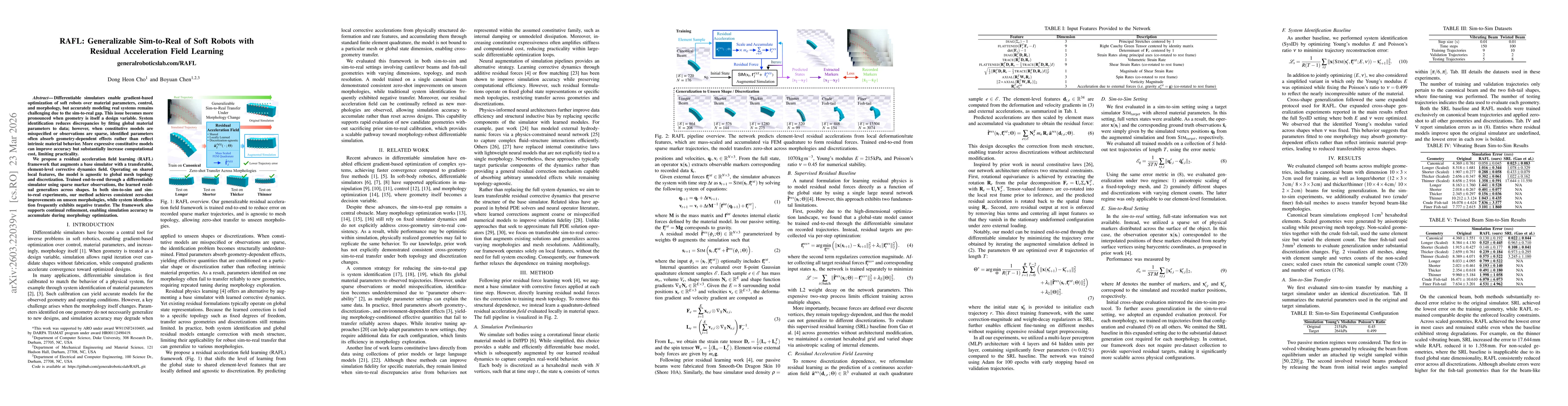 Thumbnail for RAFL: Generalizable Sim-to-Real of Soft Robots with Residual Acceleration Field Learning