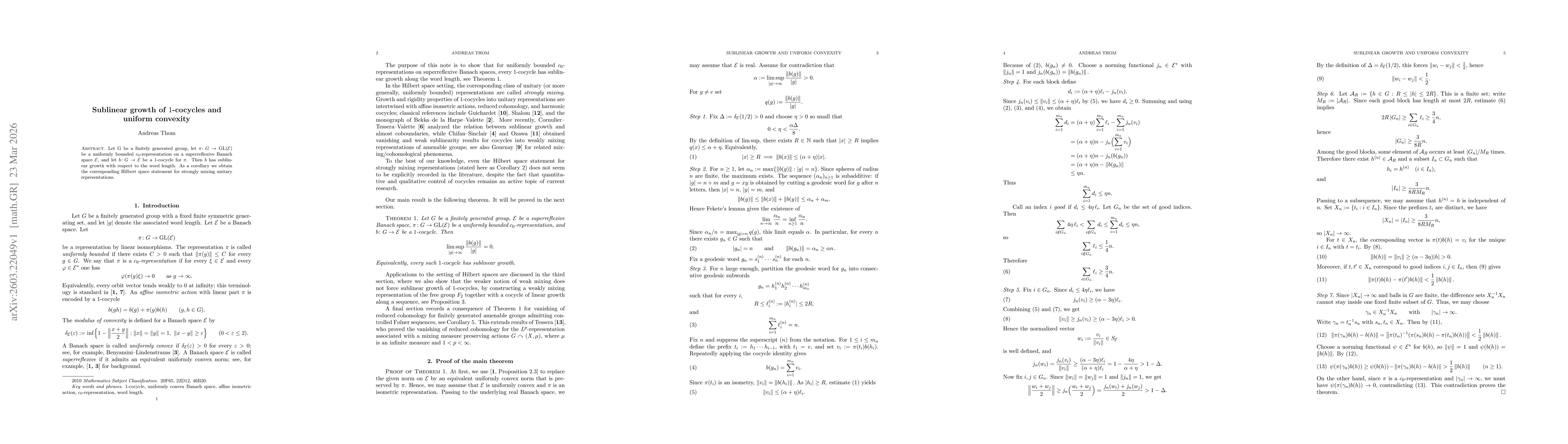 Thumbnail for Sublinear growth of 1-cocycles and uniform convexity