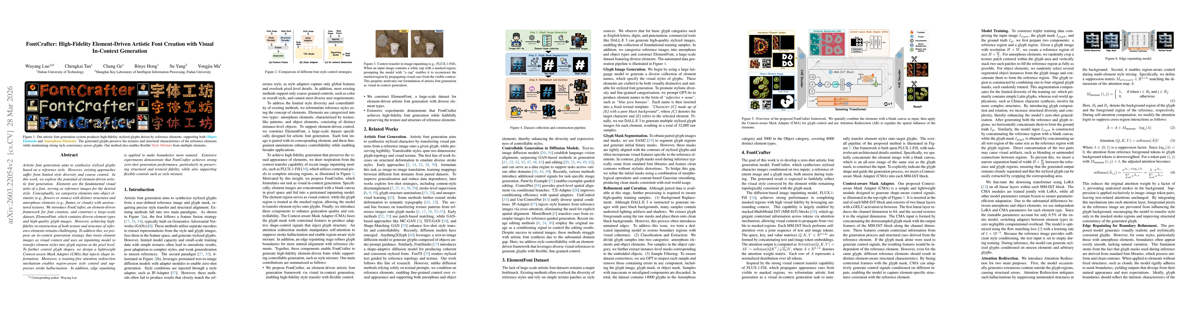Thumbnail for FontCrafter: High-Fidelity Element-Driven Artistic Font Creation with Visual In-Context Generation