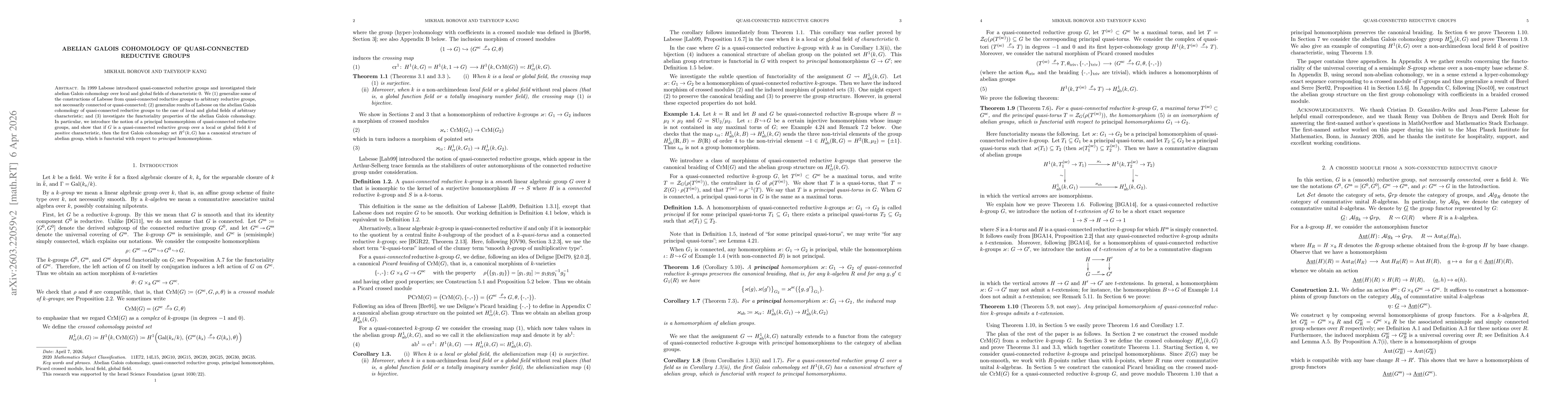 Thumbnail for Abelian Galois cohomology of quasi-connected reductive groups