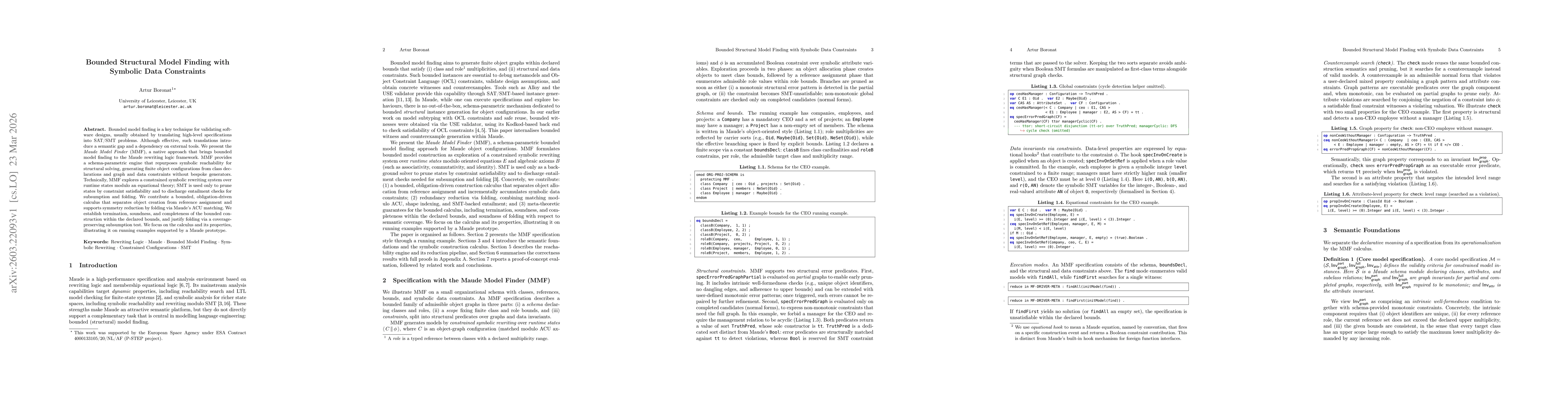 Thumbnail for Bounded Structural Model Finding with Symbolic Data Constraints
