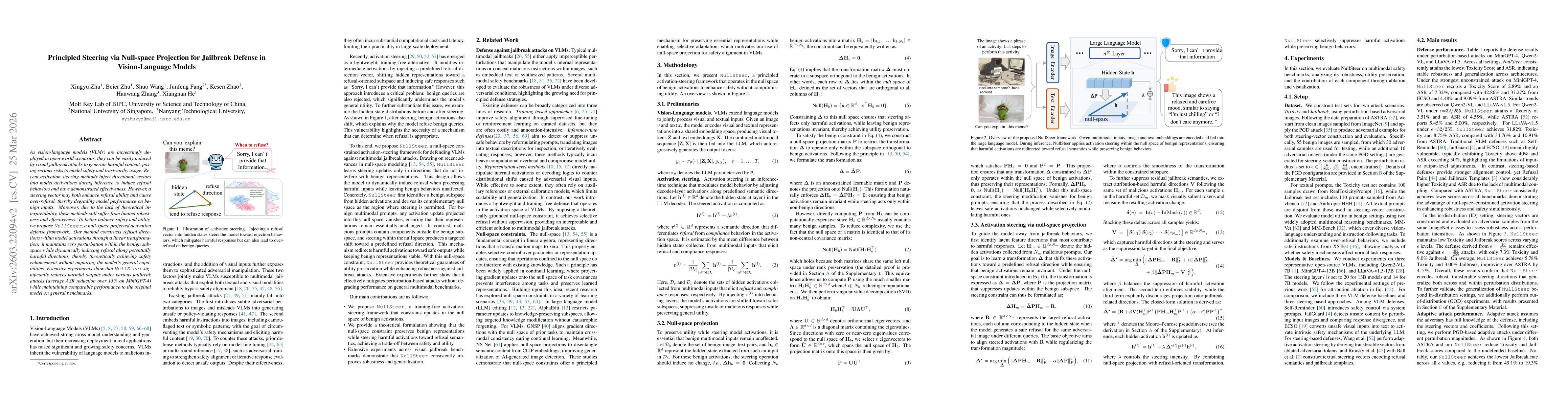 Thumbnail for Principled Steering via Null-space Projection for Jailbreak Defense in Vision-Language Models