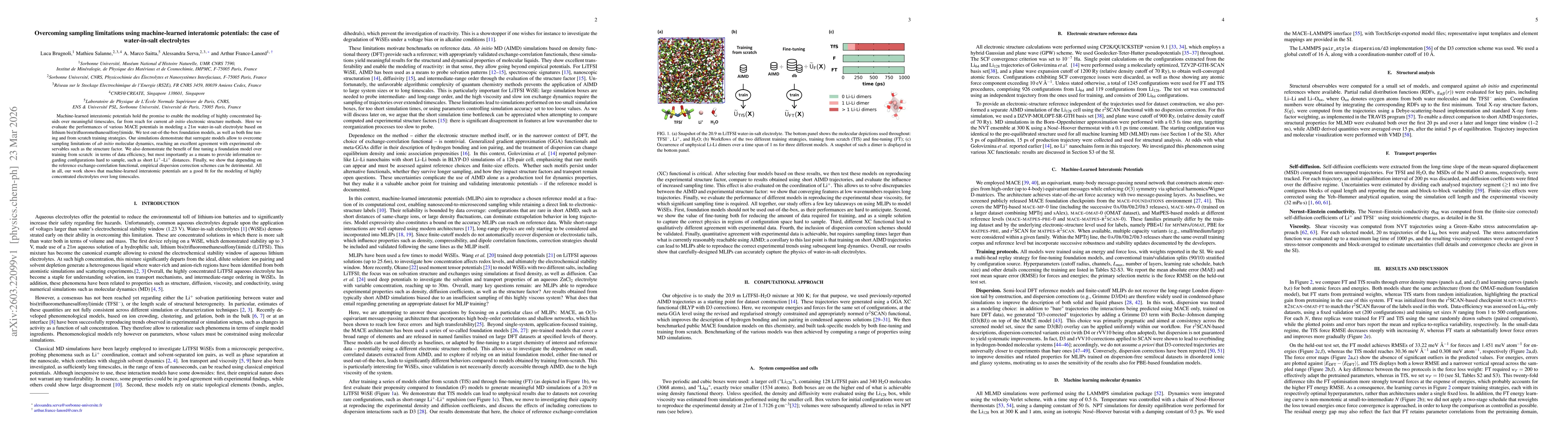 Thumbnail for Overcoming sampling limitations using machine-learned interatomic potentials: the case of water-in-salt electrolytes