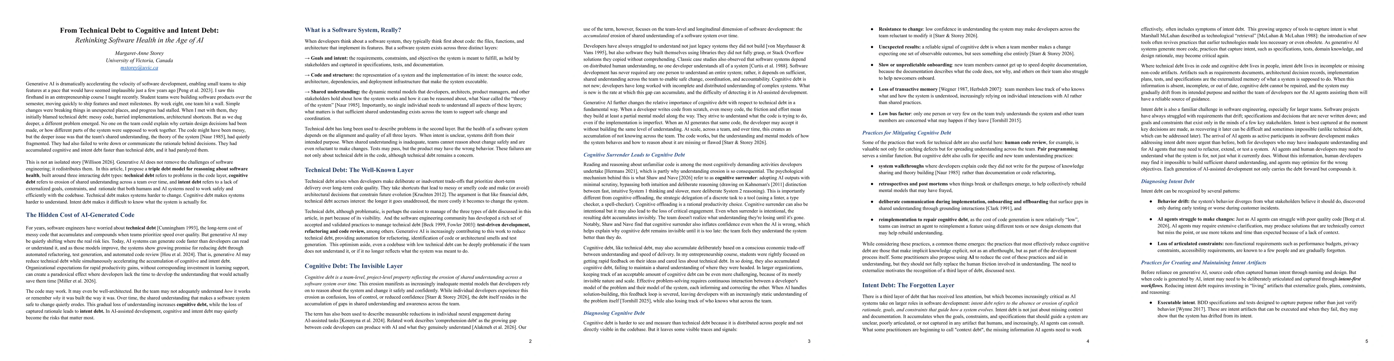Thumbnail for From Technical Debt to Cognitive and Intent Debt: Rethinking Software Health in the Age of AI