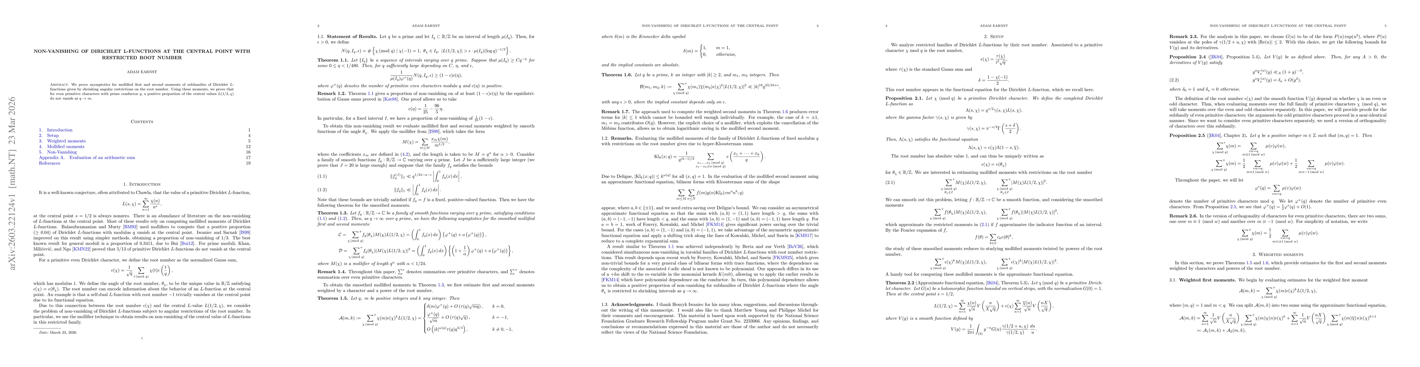 Thumbnail for Non-Vanishing of Dirichlet $L$-functions at the central point with restricted root number