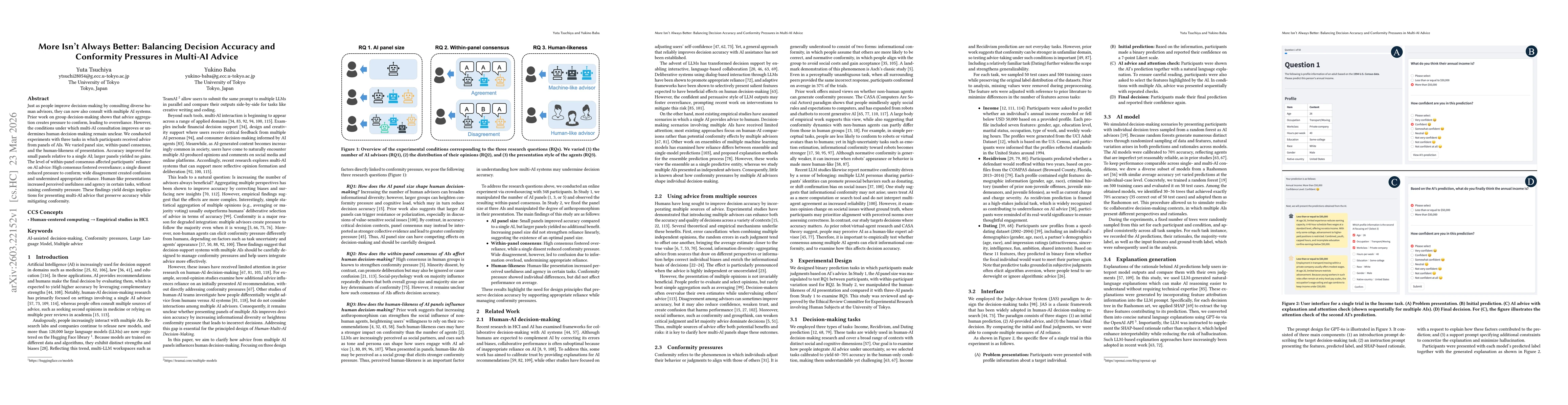 Thumbnail for More Isn't Always Better: Balancing Decision Accuracy and Conformity Pressures in Multi-AI Advice