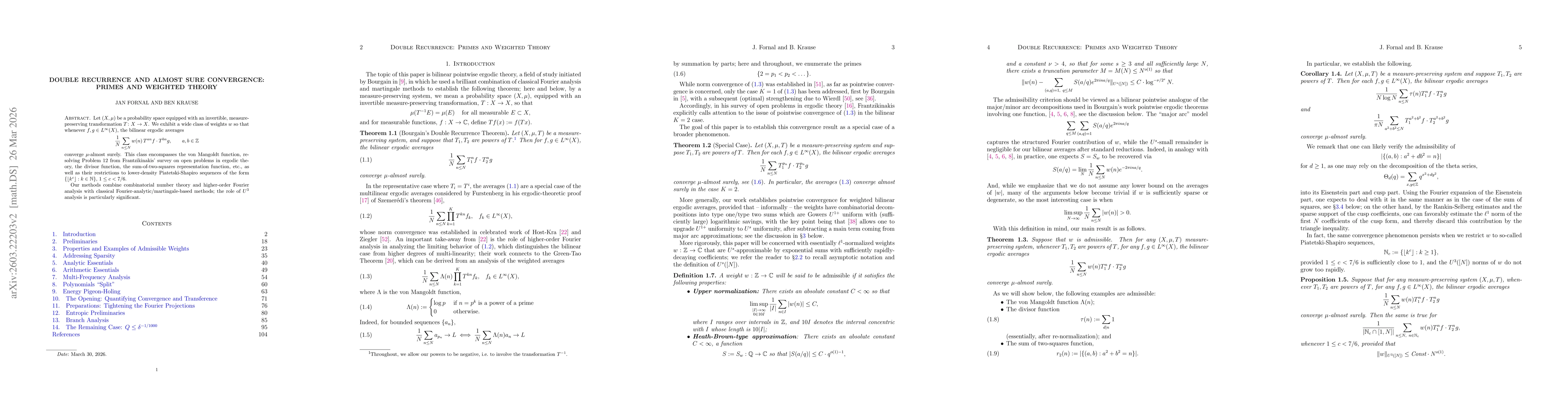 Thumbnail for Double Recurrence and Almost Sure Convergence: Primes and Weighted Theory