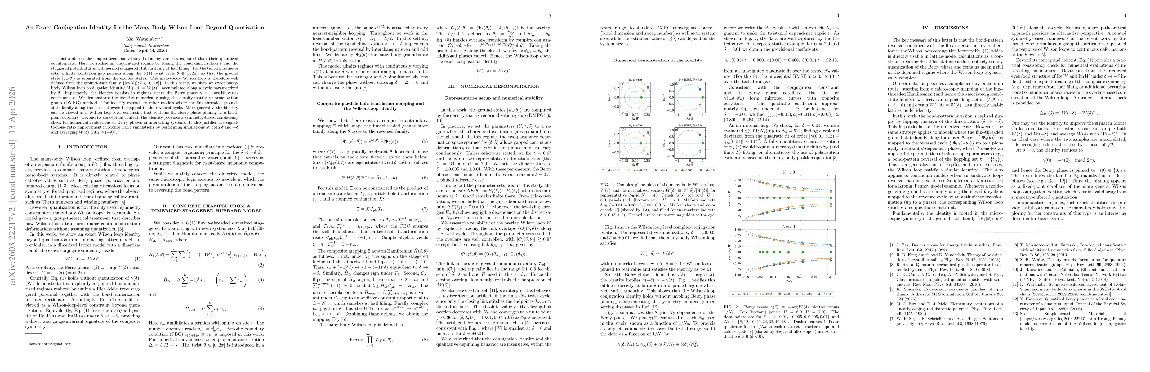 Thumbnail for An Exact Conjugation Identity for the Many-Body Wilson-Loop Beyond Quantization
