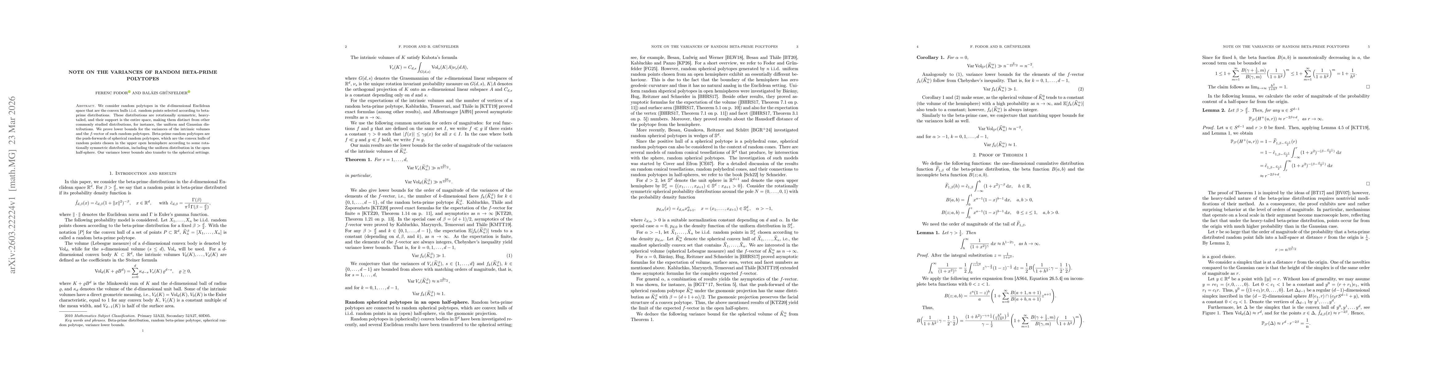 Thumbnail for Note on the variances of random beta-prime polytopes