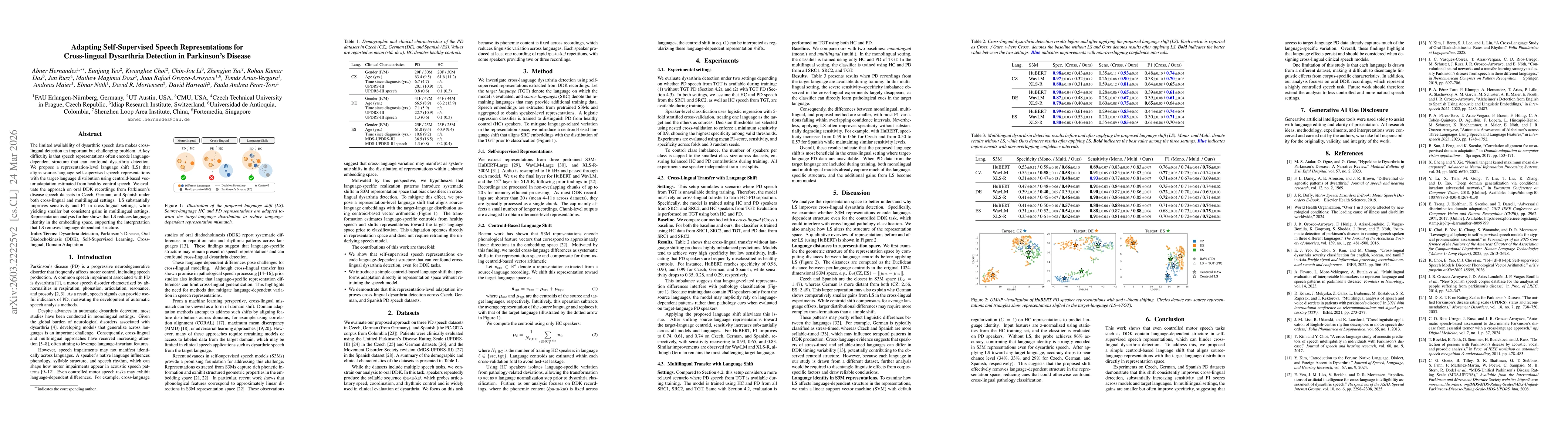 Thumbnail for Adapting Self-Supervised Speech Representations for Cross-lingual Dysarthria Detection in Parkinson's Disease