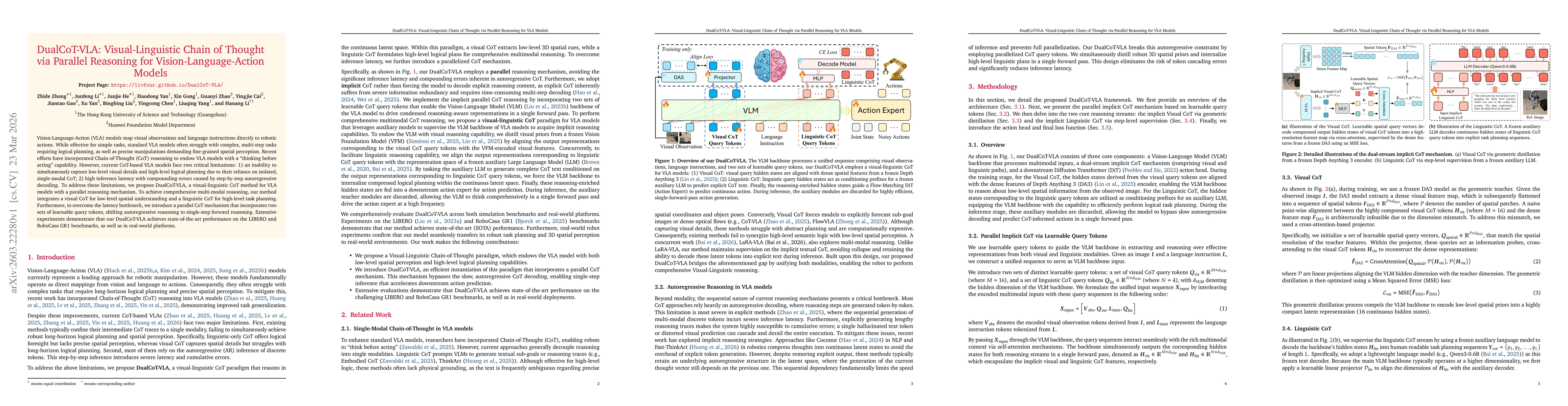Thumbnail for DualCoT-VLA: Visual-Linguistic Chain of Thought via Parallel Reasoning for Vision-Language-Action Models