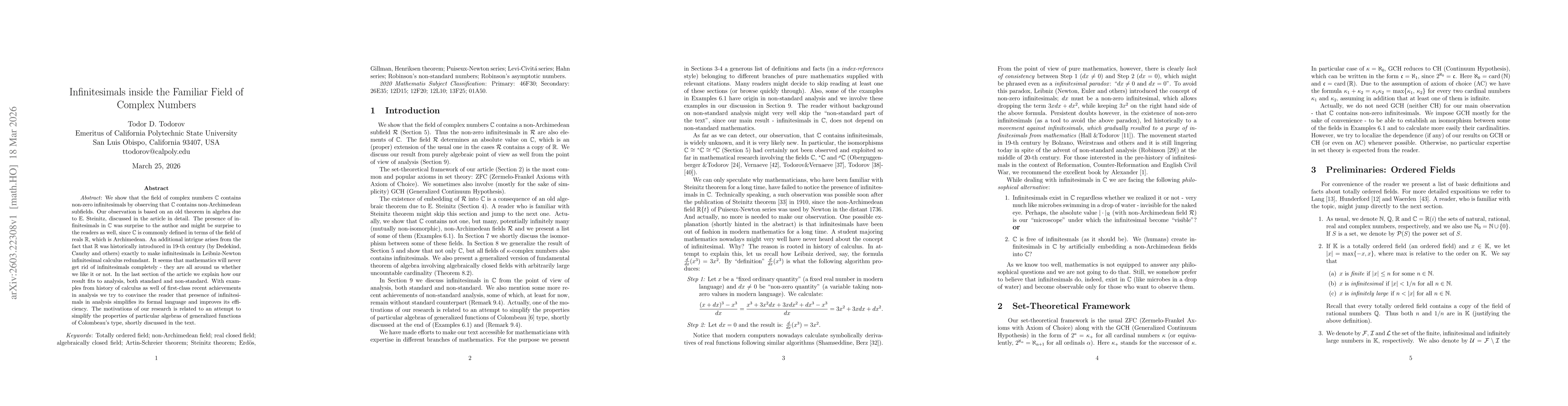 Thumbnail for Infinitesimals inside the Familiar Field of Complex Numbers