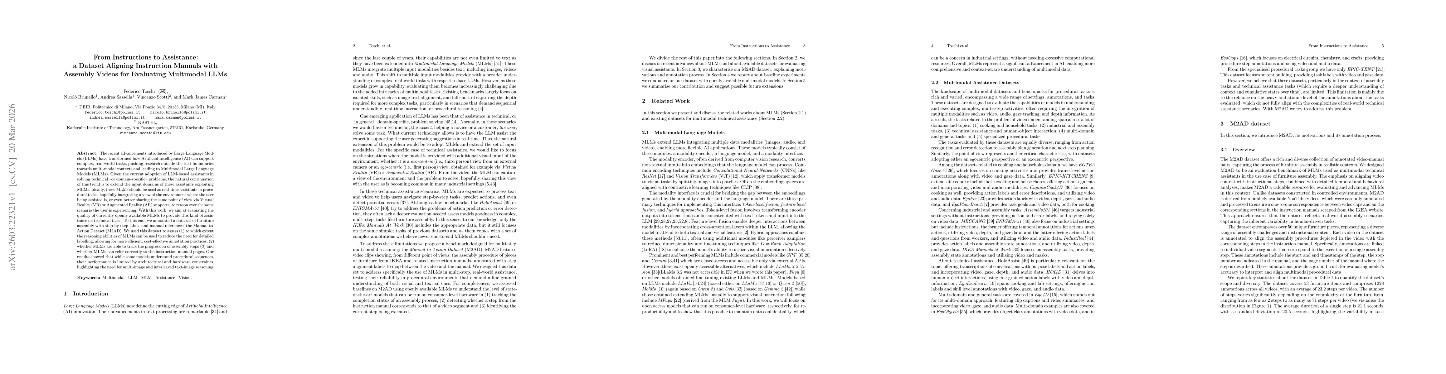 Thumbnail for From Instructions to Assistance: a Dataset Aligning Instruction Manuals with Assembly Videos for Evaluating Multimodal LLMs