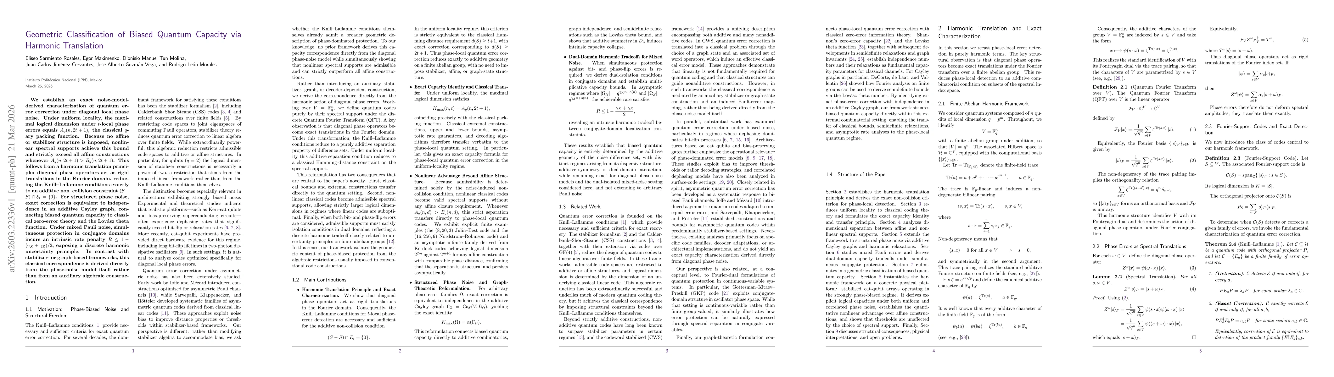 Thumbnail for Geometric Classification of Biased Quantum Capacity via Harmonic Translation