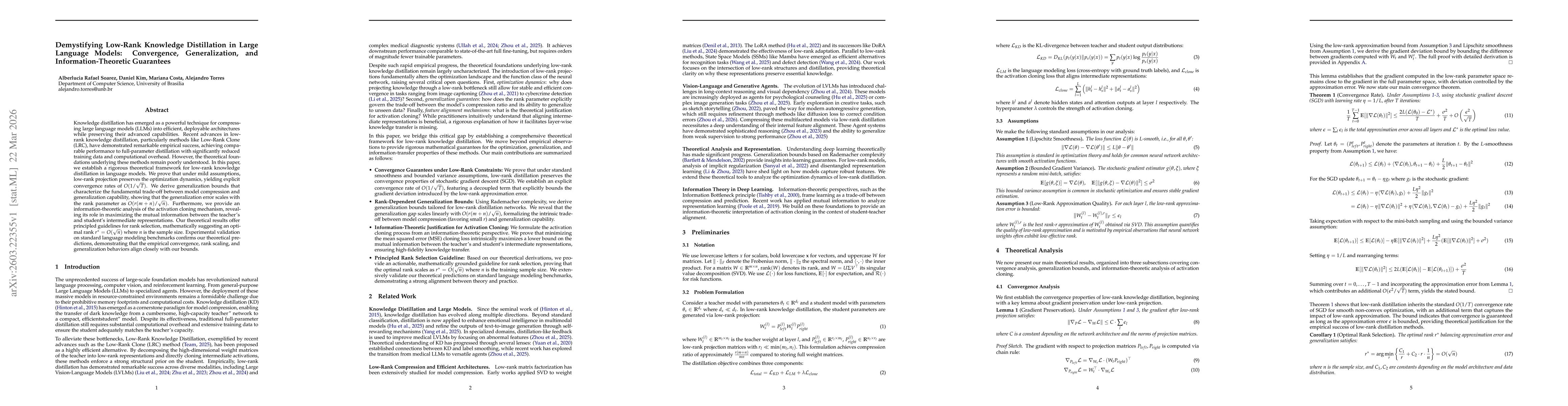 Thumbnail for Demystifying Low-Rank Knowledge Distillation in Large Language Models: Convergence, Generalization, and Information-Theoretic Guarantees