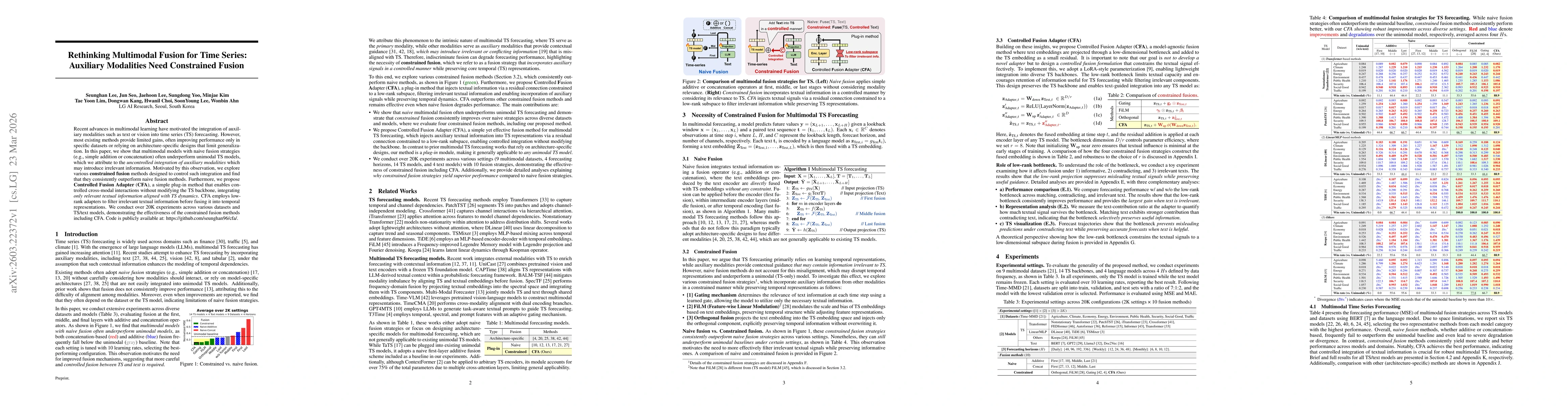 Thumbnail for Rethinking Multimodal Fusion for Time Series: Auxiliary Modalities Need Constrained Fusion