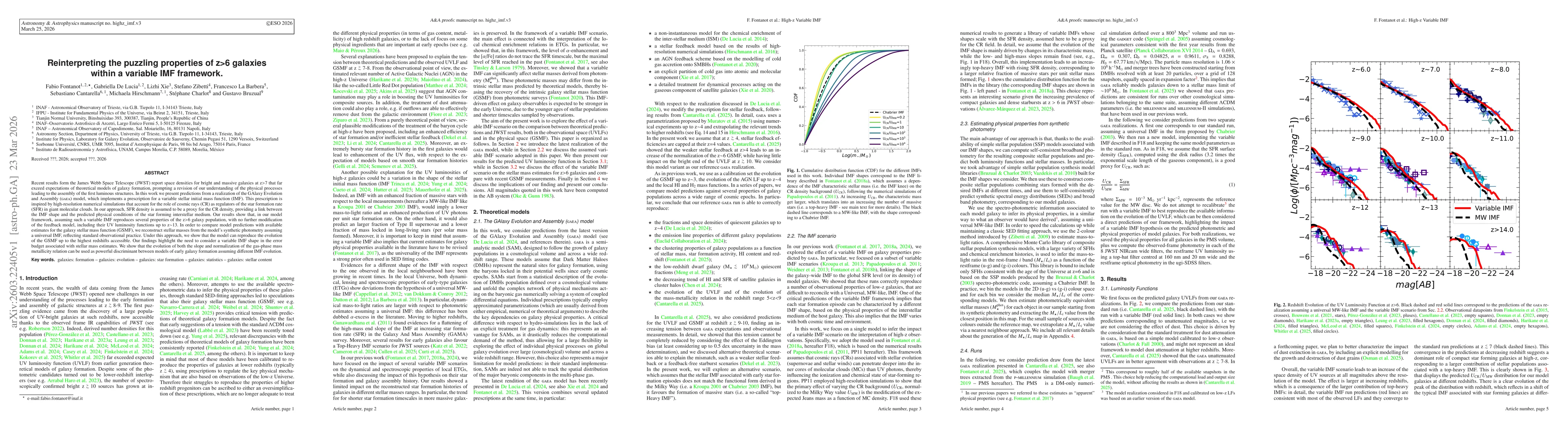 Thumbnail for Reinterpreting the puzzling properties of z>6 galaxies within a variable IMF framework