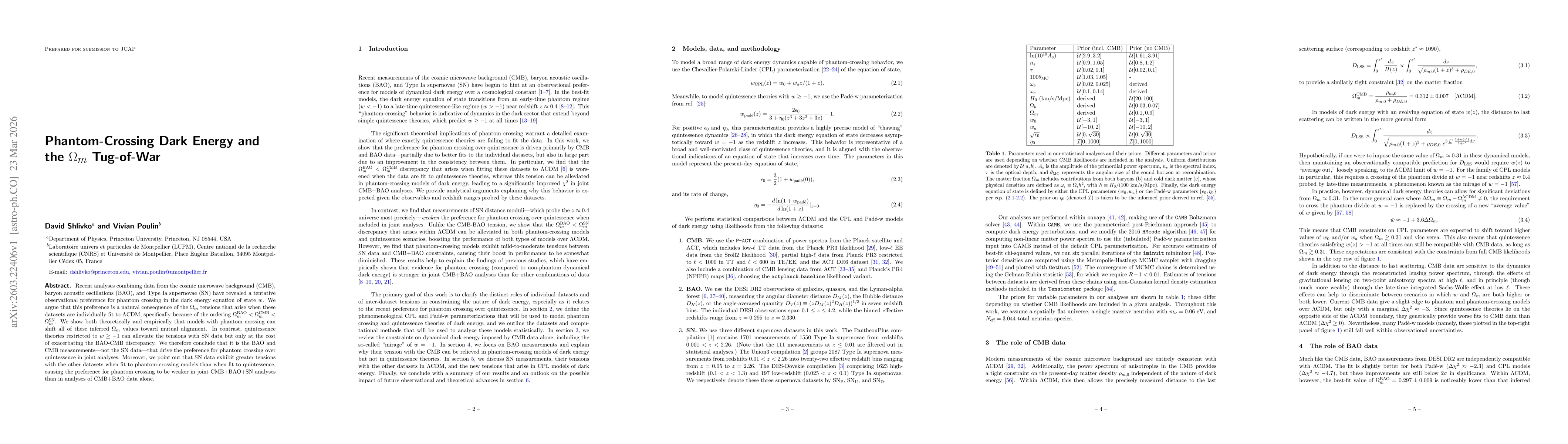Thumbnail for Phantom-Crossing Dark Energy and the $Ω_m$ Tug-of-War