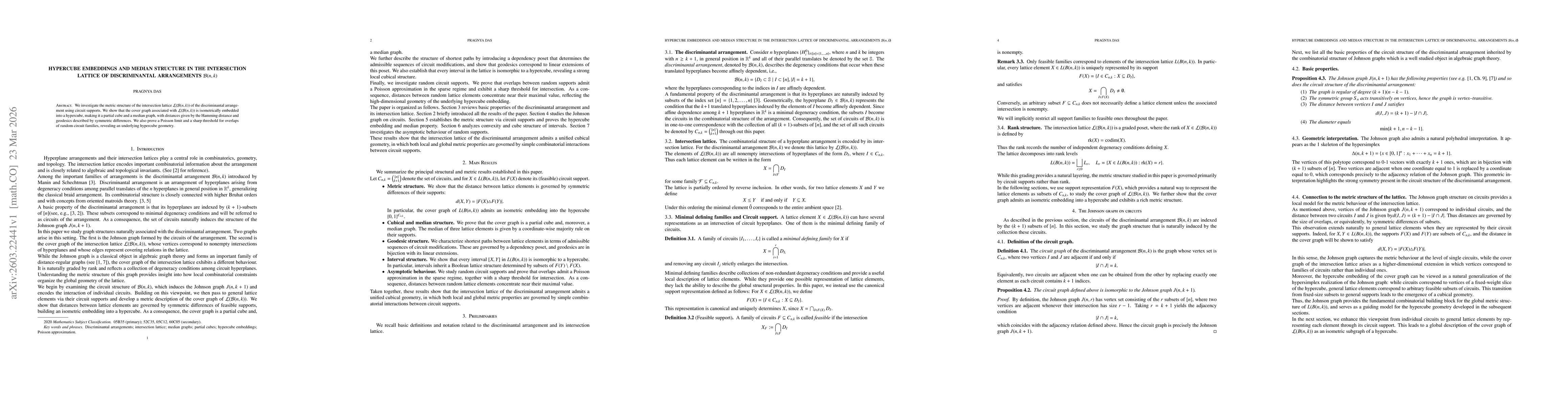 Thumbnail for Hypercube Embeddings And Median Structure In The Intersection Lattice Of Discriminantal Arrangements B(n,k)