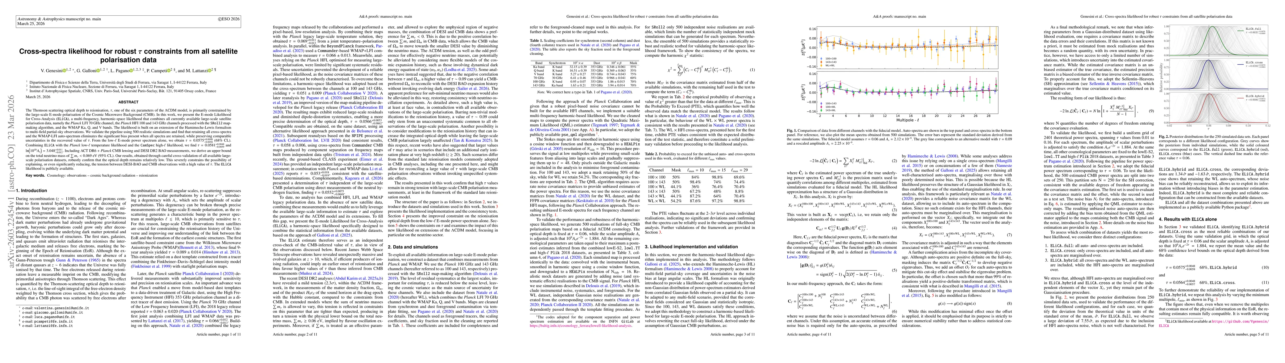 Thumbnail for Cross-spectra likelihood for robust $τ$ constraints from all satellite polarisation data
