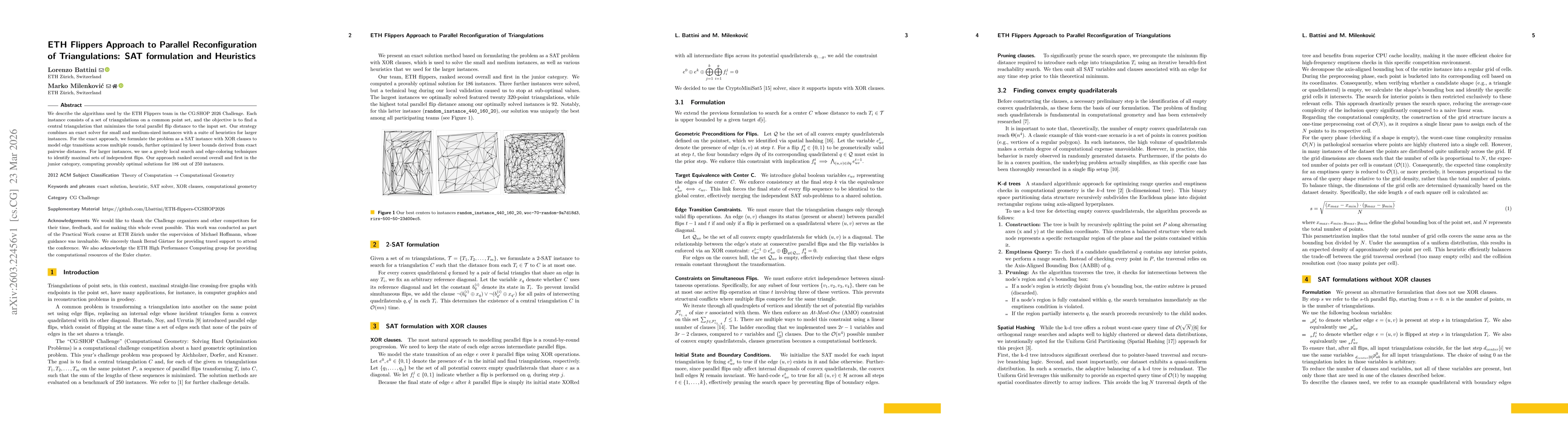 Thumbnail for ETH Flippers Approach to Parallel Reconfiguration of Triangulations: SAT formulation and Heuristics