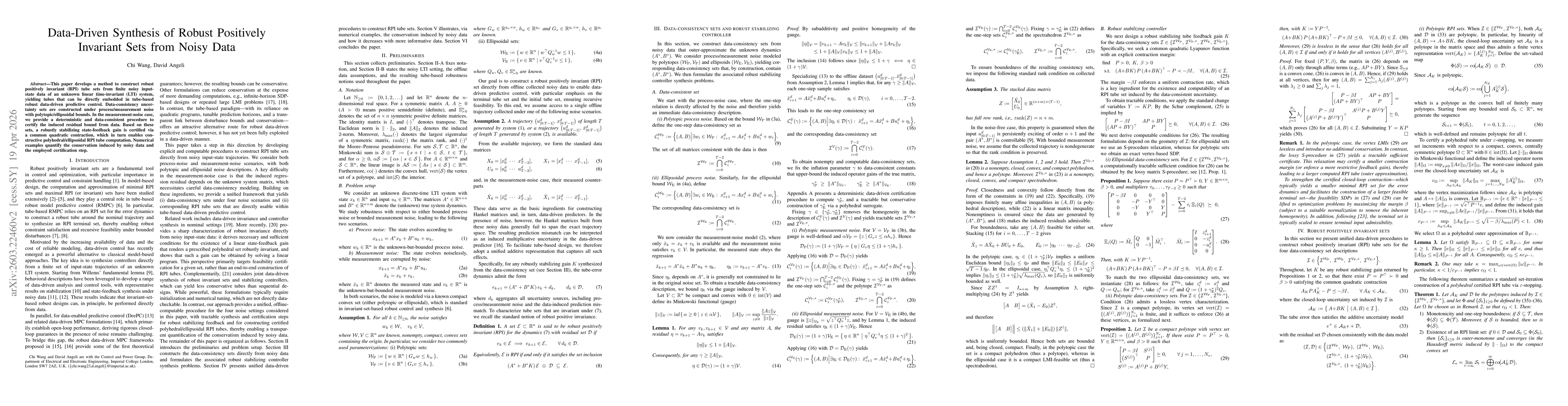 Thumbnail for Data-Driven Synthesis of Robust Positively Invariant Sets from Noisy Data