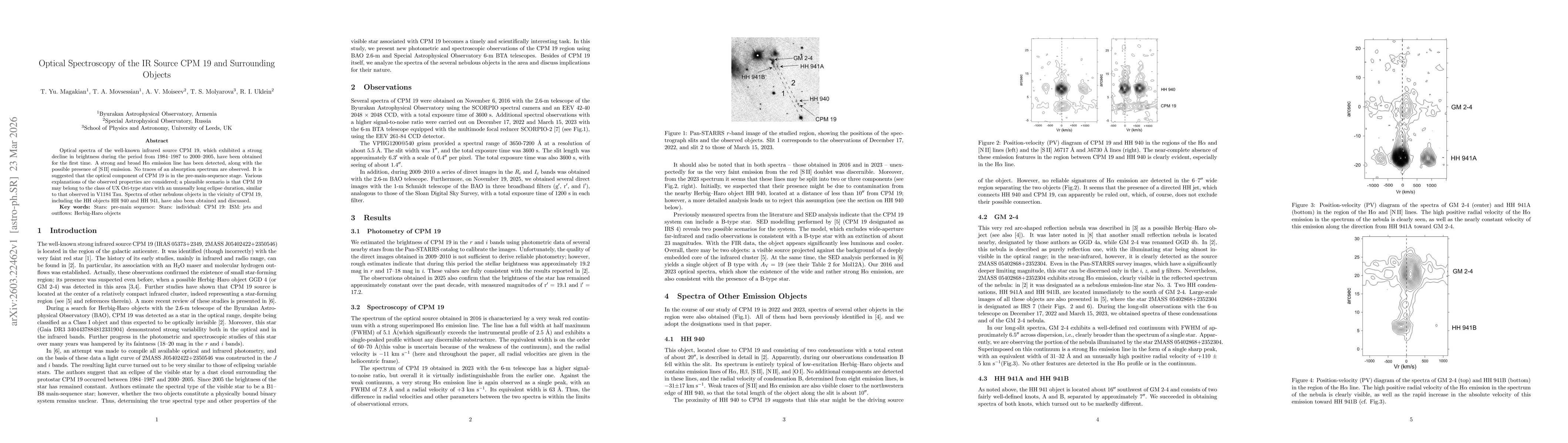 Thumbnail for Optical Spectroscopy of the IR Source CPM 19 and Surrounding Objects