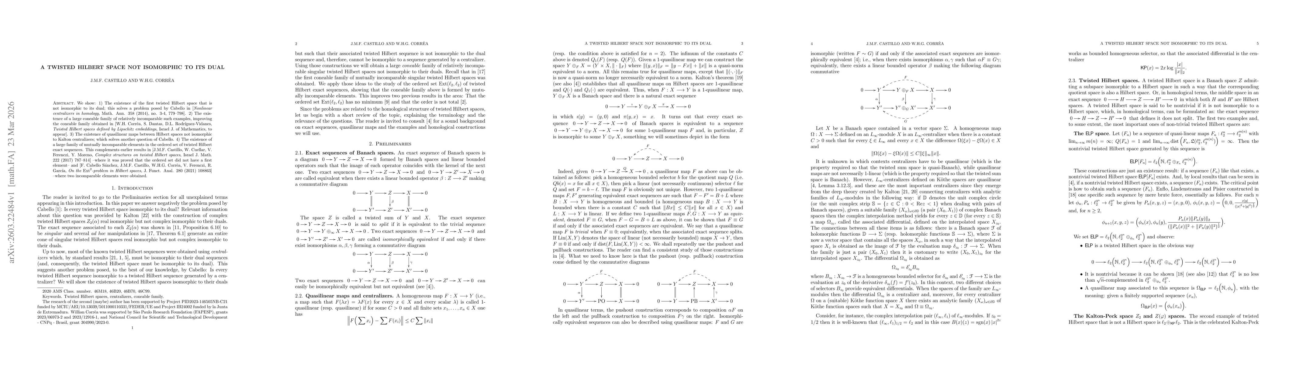 Thumbnail for A twisted Hilbert space not isomorphic to its dual