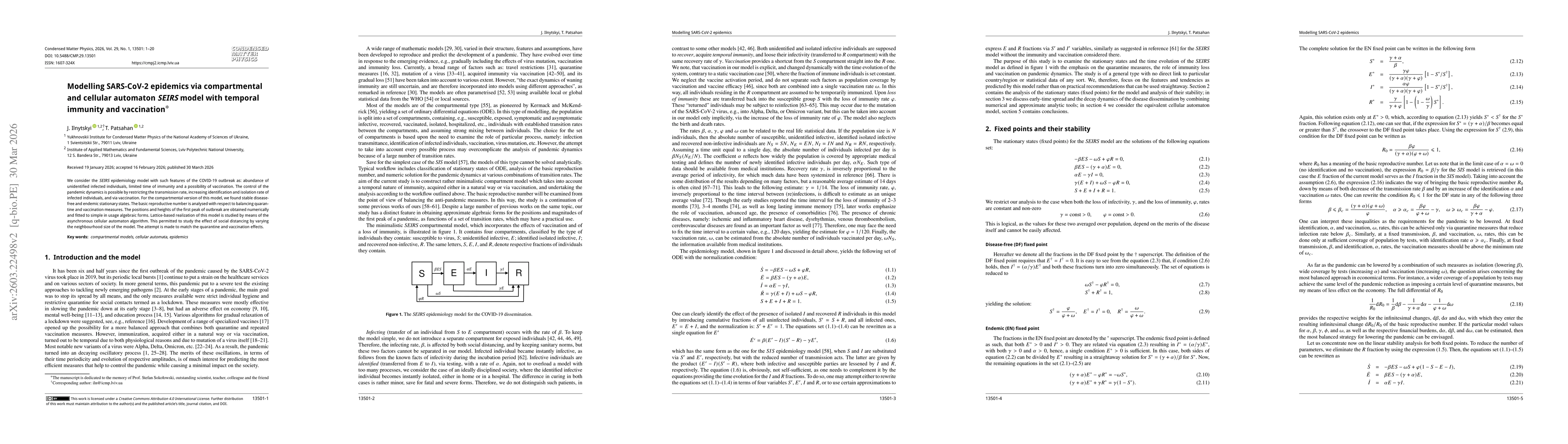 Thumbnail for Modelling SARS-CoV-2 epidemics via compartmental and cellular automaton SEIRS model with temporal immunity and vaccination