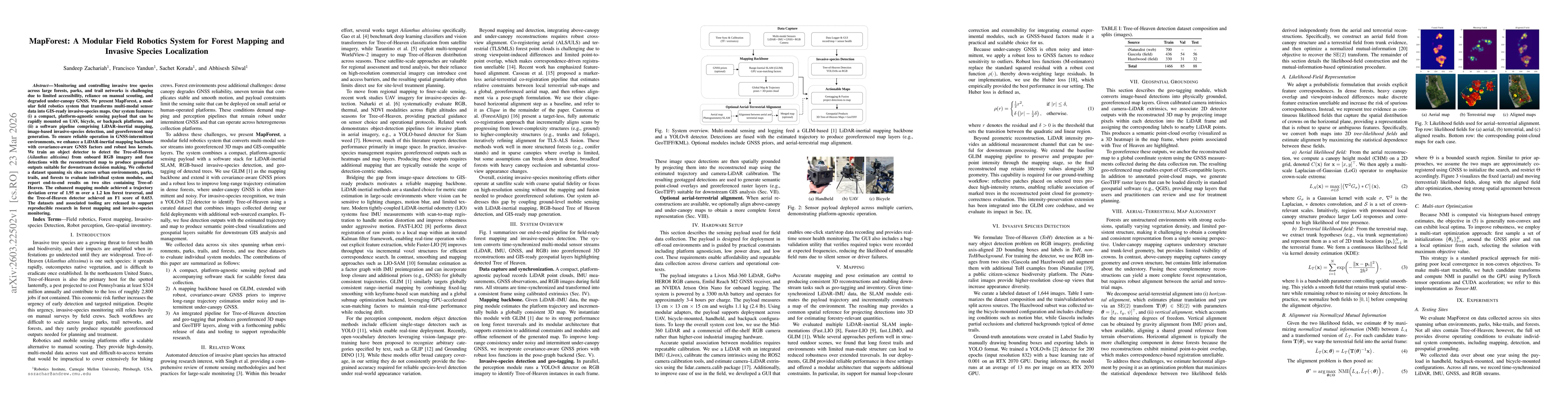 Thumbnail for MapForest: A Modular Field Robotics System for Forest Mapping and Invasive Species Localization