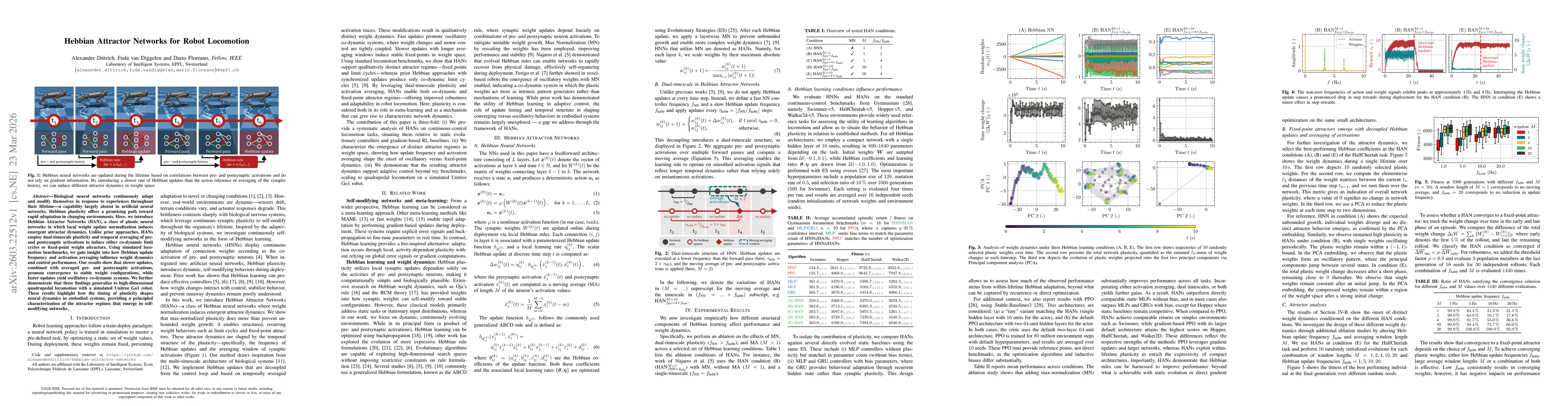 Thumbnail for Hebbian Attractor Networks for Robot Locomotion