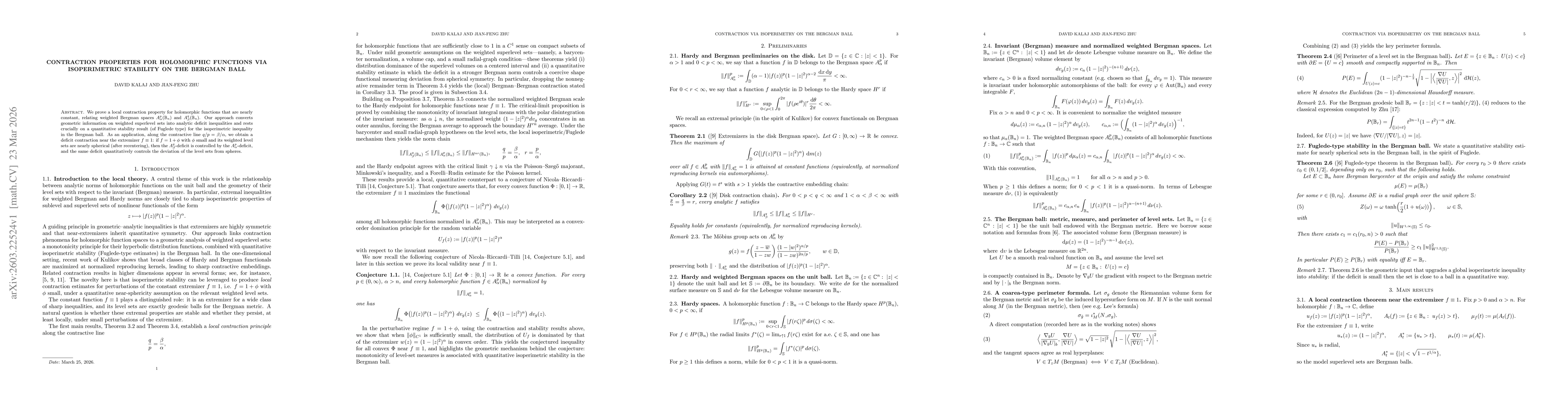Thumbnail for Contraction properties for holomorphic functions via isoperimetric stability on the Bergman ball