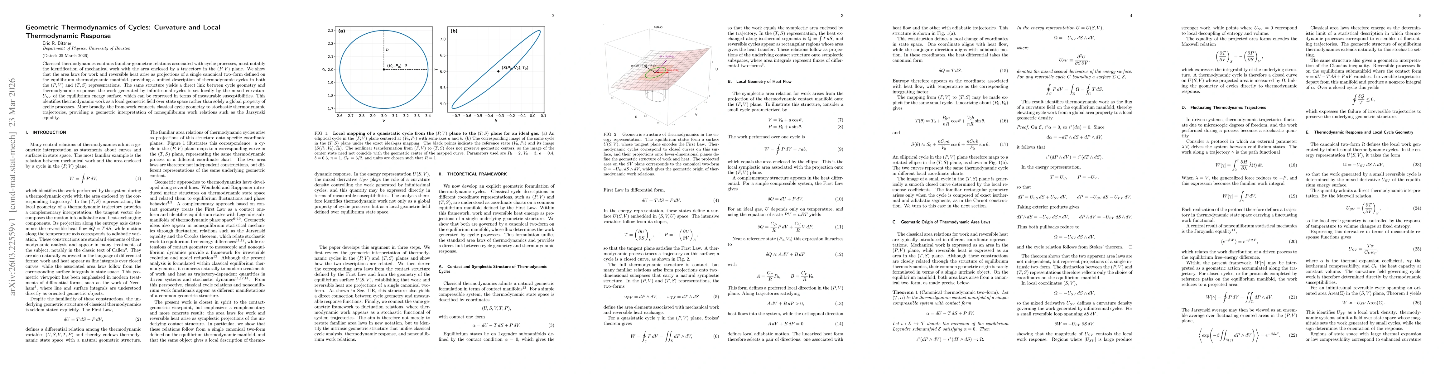Thumbnail for Geometric Thermodynamics of Cycles: Curvature and Local Thermodynamic Response