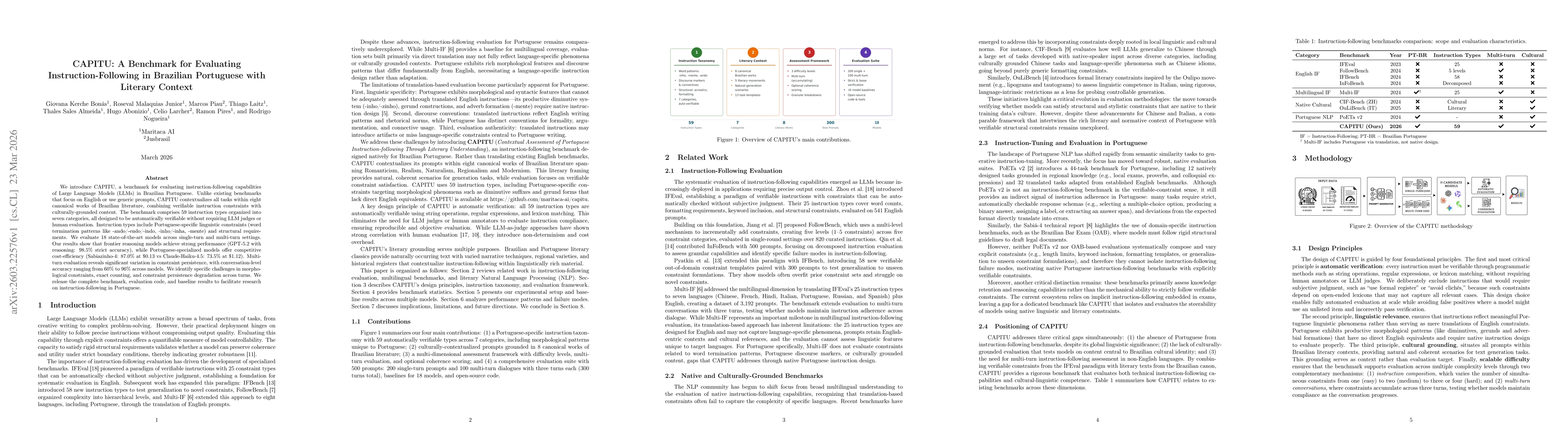 Thumbnail for CAPITU: A Benchmark for Evaluating Instruction-Following in Brazilian Portuguese with Literary Context