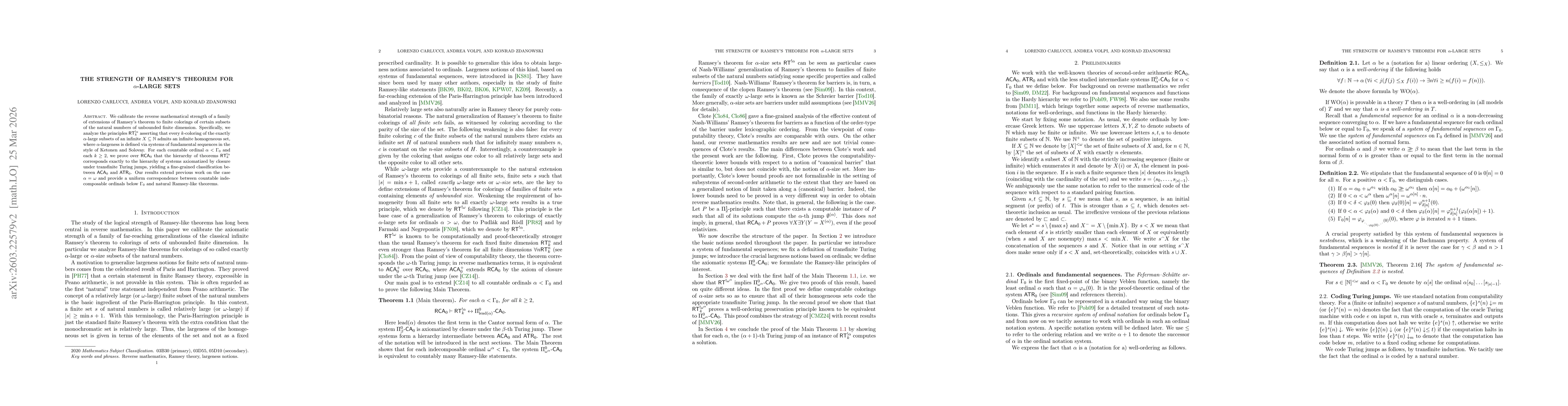 Thumbnail for The strength of Ramsey's theorem for $α$-large sets