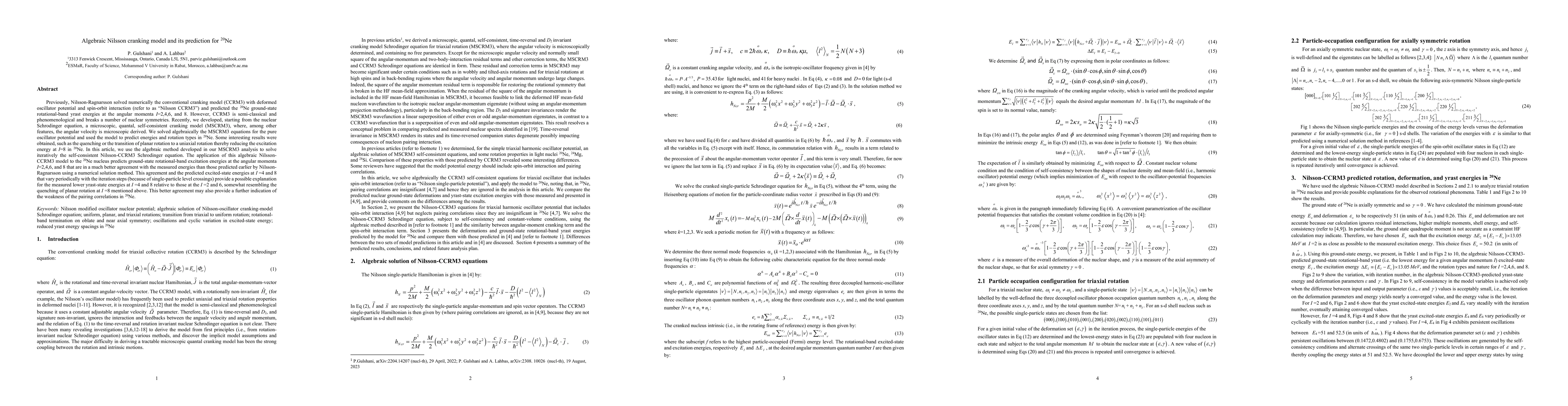 Thumbnail for Algebraic Nilsson cranking model and its prediction for 20Ne